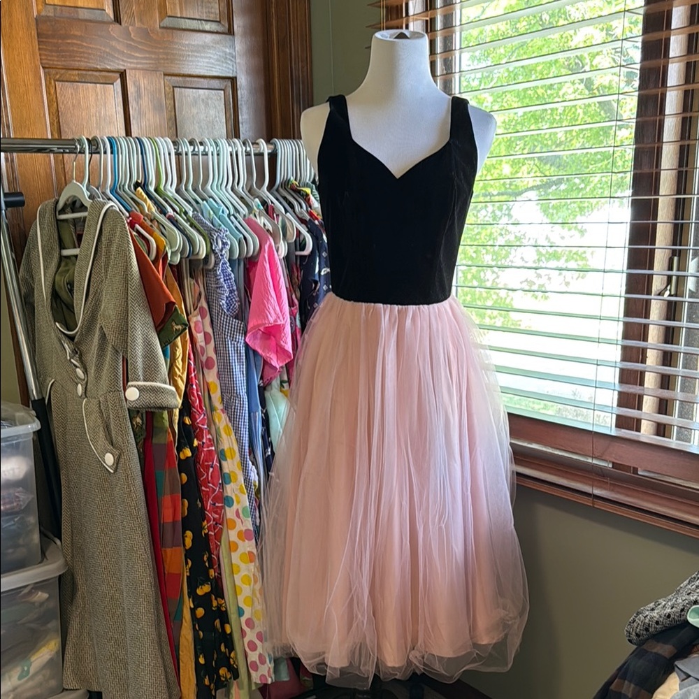 Modcloth x Collectif Black and Pink Tulle Dress